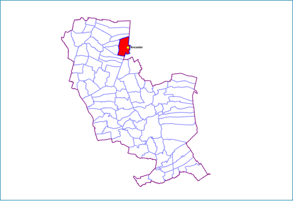 Map highlighting Ancaster boundary 