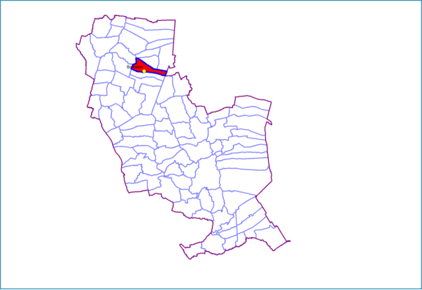 A map showing the boundary of Barkston