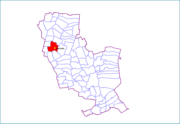 A map showing the boundary of Barrowby