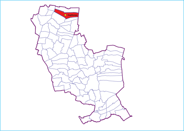 A map showing the boundary of Caythorpe