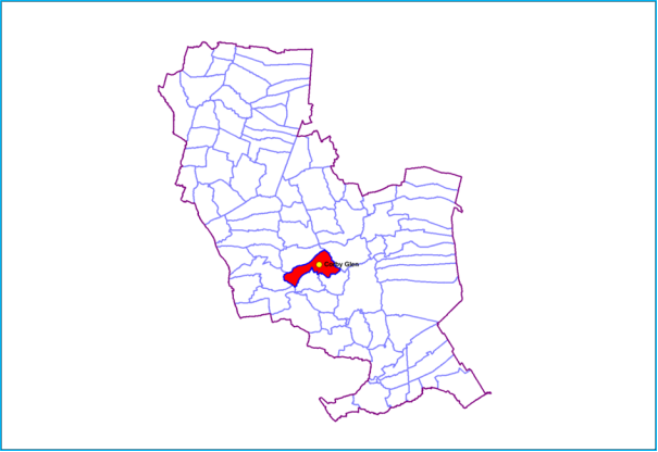 A map showing the boundary of Corby Glen