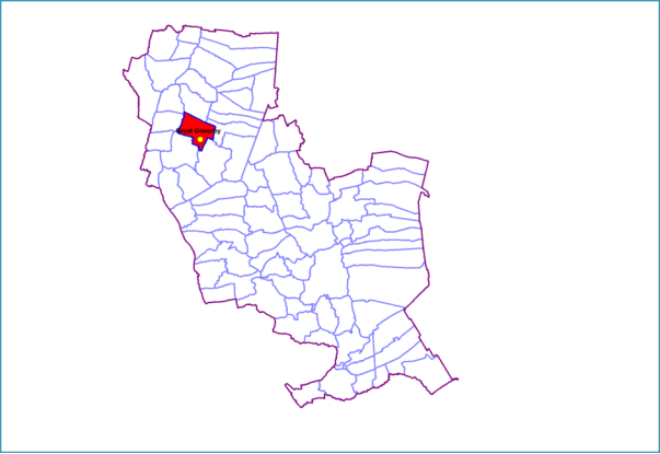 A map showing the boundary of Great Gonerby
