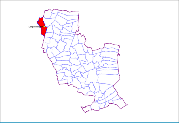 A map showing the boundary of Long Bennington