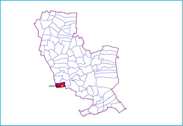 A map showing the boundary of South Witham