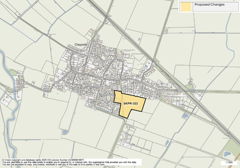 Map of Claypole showing preferred land allocation SKPR-322