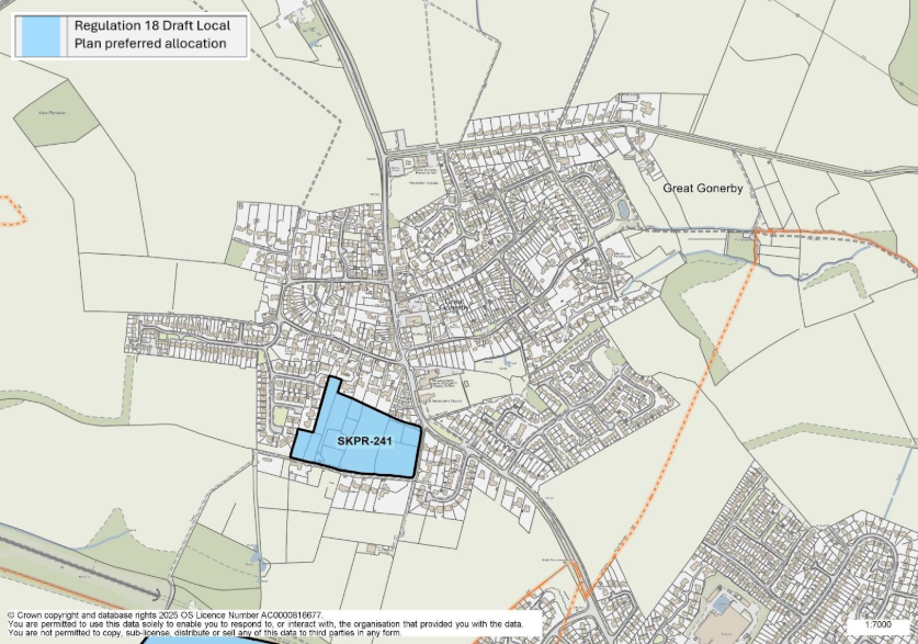 Map of Great Gonerby showing preferred land allocation SKPR-241