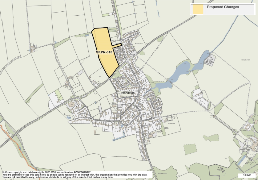 Map of Harlaxton showing preferred land allocation SKPR-318