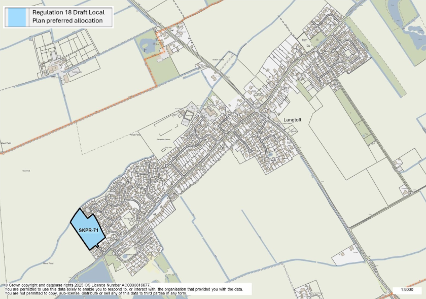 Map of Langtoft showing preferred land allocation SKPR-71