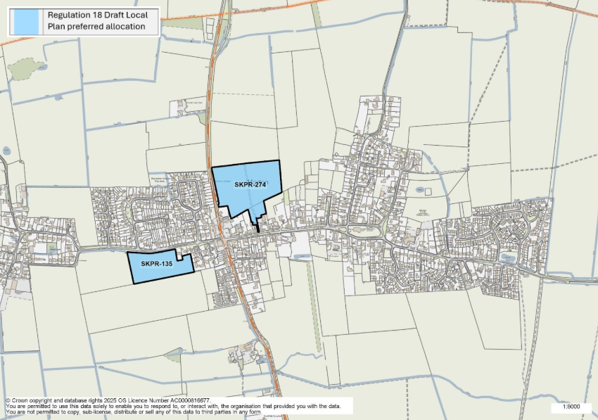 Map of Morton showing preferred land allocations SKPR-135 and SKPR-247