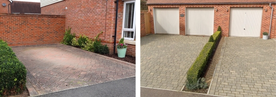 Fig 4.12: An example of border planting between a driveway and house (left) and between driveways (right)