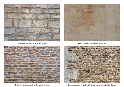 Fig 7.14: Examples of local limestone and ironstone walls