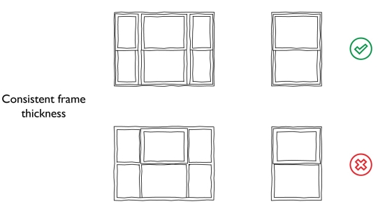 Fig 7.19: Windows should have consistent frame thicknesses